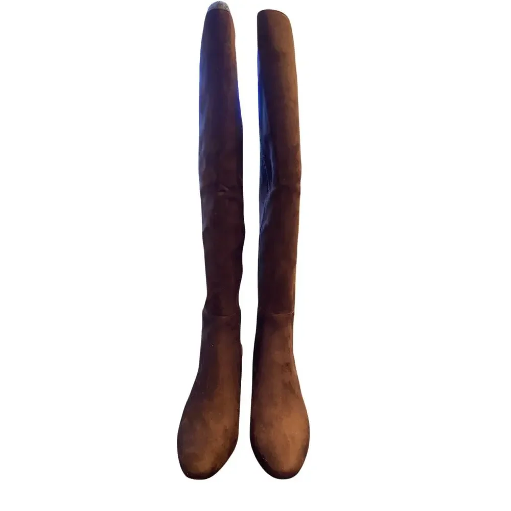 Michael Kors Braden Mid Boots Block Heel Faux Suede Going Out Fall Festival 5.5M